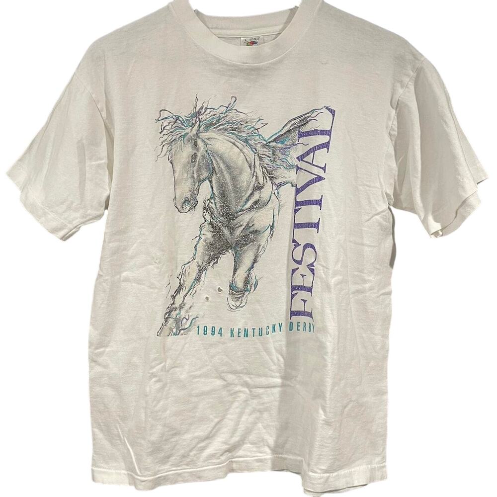 Vintage 90s Kentucky Derby Festival 1994 Horse Single Stitch Shirt Adult Large